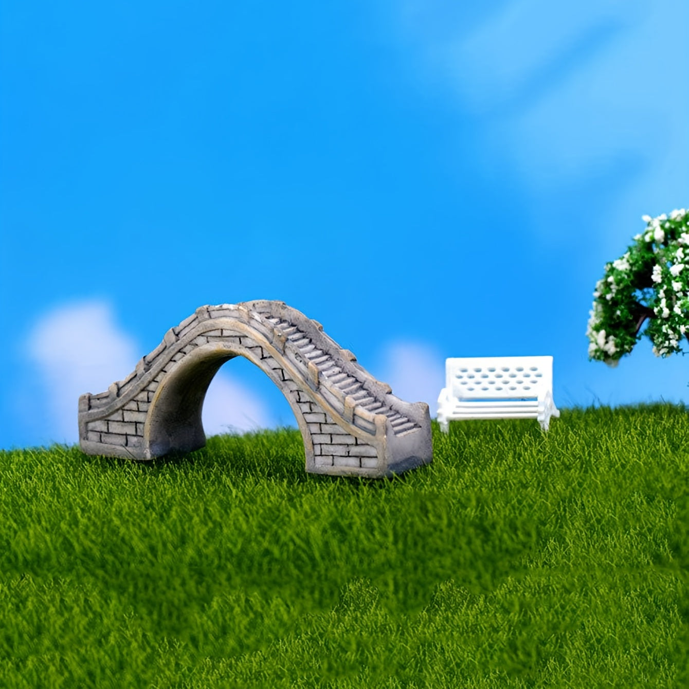 Resin Semi-circular Bridge Statue for Micro Landscape Decoration
