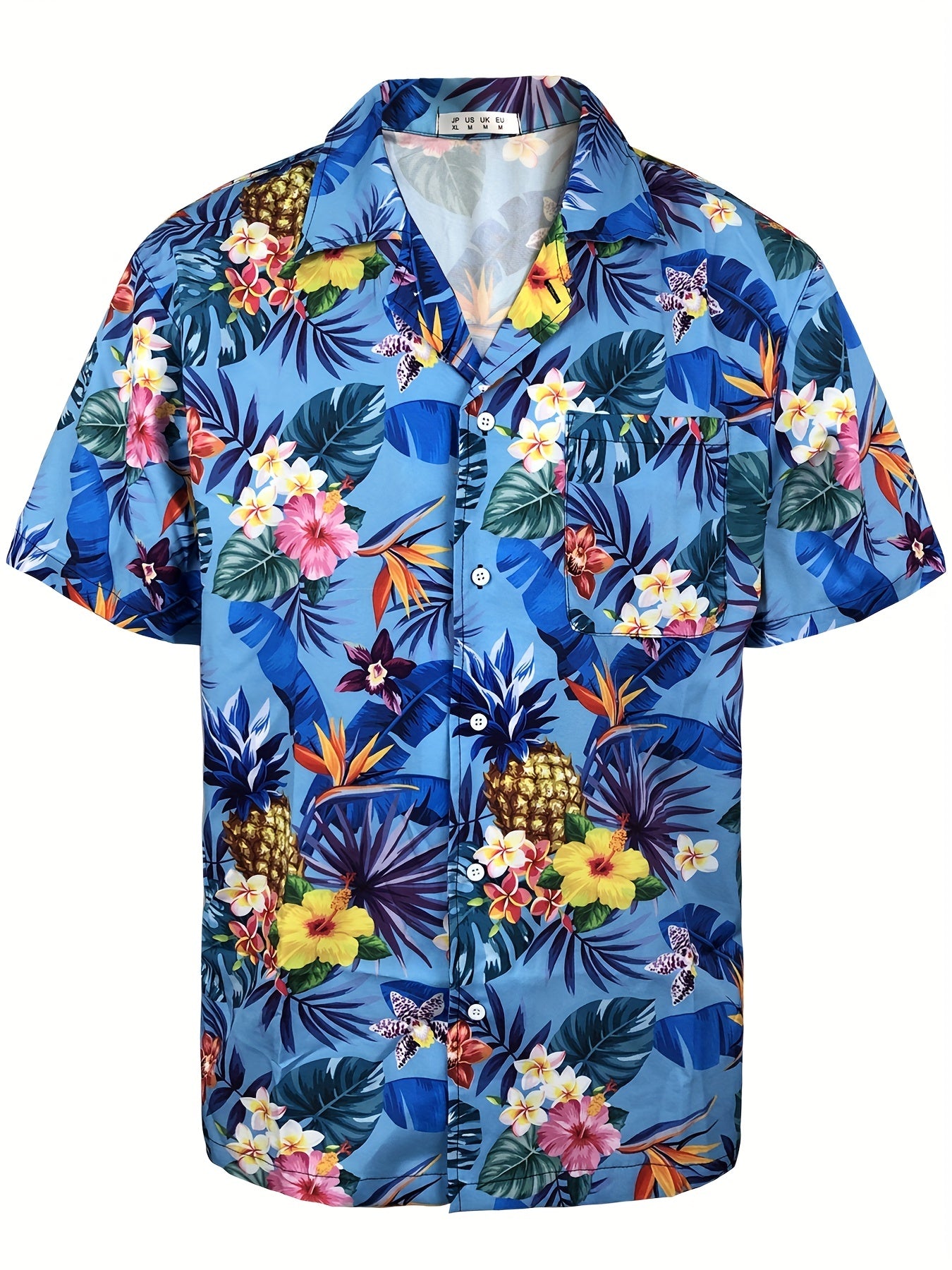 Floral Hawaiian Shirt Men's Casual Button Up Short Sleeve Summer Vacation Resort