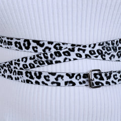  Leopard Print Harness Belt Layer PU Leather Adjustable Waistband