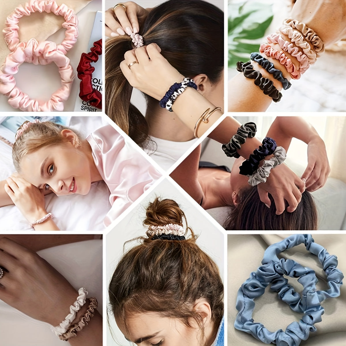 40PCS Satin Silky Hair Tie Elastic Scrunchie Ponytail Hair Rope