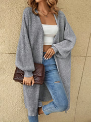 Long Length Knit Cardigan Open Front Long Sleeve