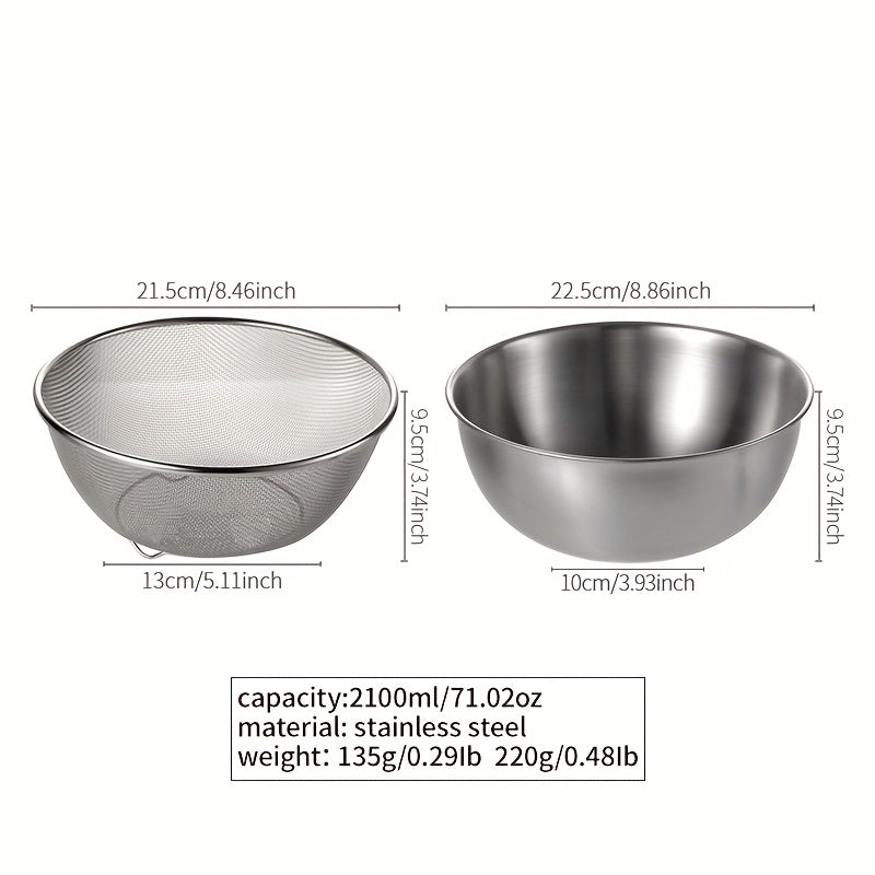 2-Layer Stainless Steel Vegetable Washing Colander Basket