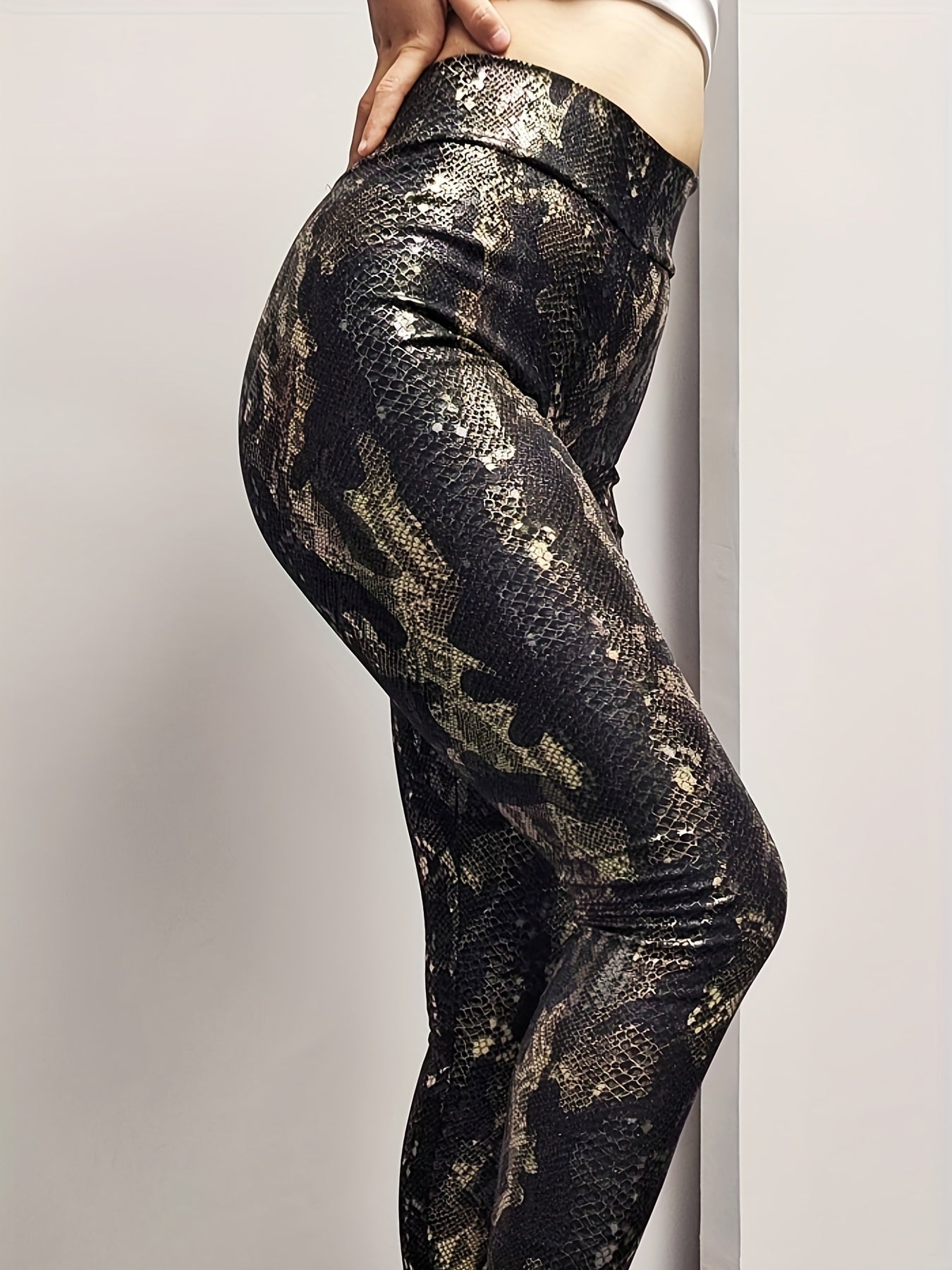  Mermaid Print High Rise Skinny Leggings