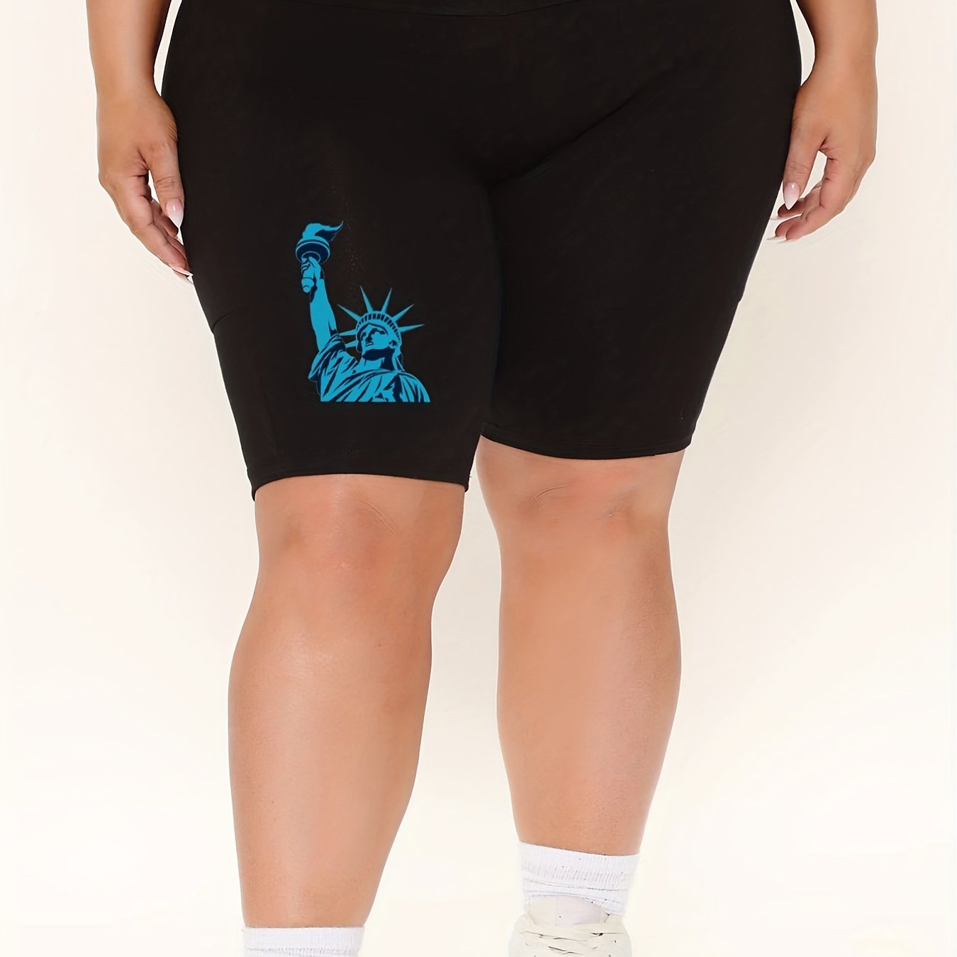  Women's Graphic Print High Rise Skinny Fitness Shorts