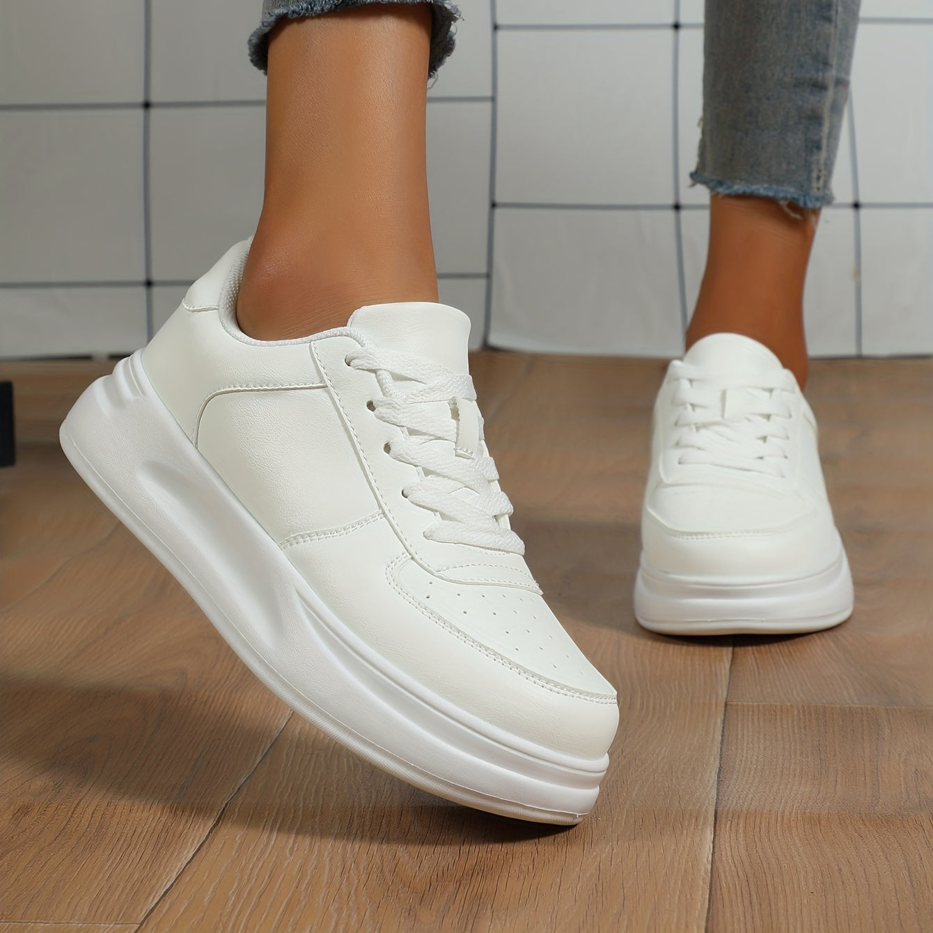 Women's Thick Sole Skateboard Shoes Leather All Season