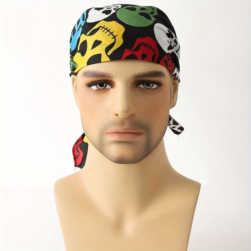 Men's Skull Print Square Scarf for Outdoor Party
