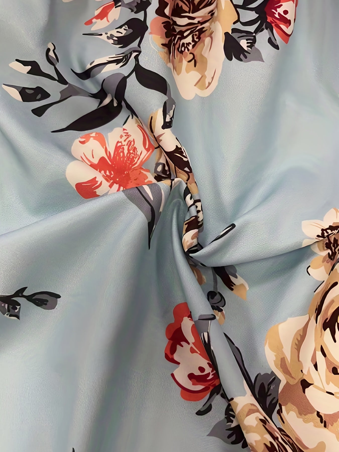  Floral Print Off Shoulder Lantern Sleeve Top