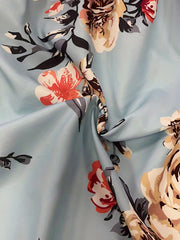  Floral Print Off Shoulder Lantern Sleeve Top