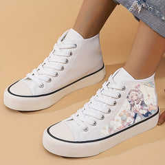 Anime Girl Pattern Lightweight High Top Breathable Canvas Sneakers