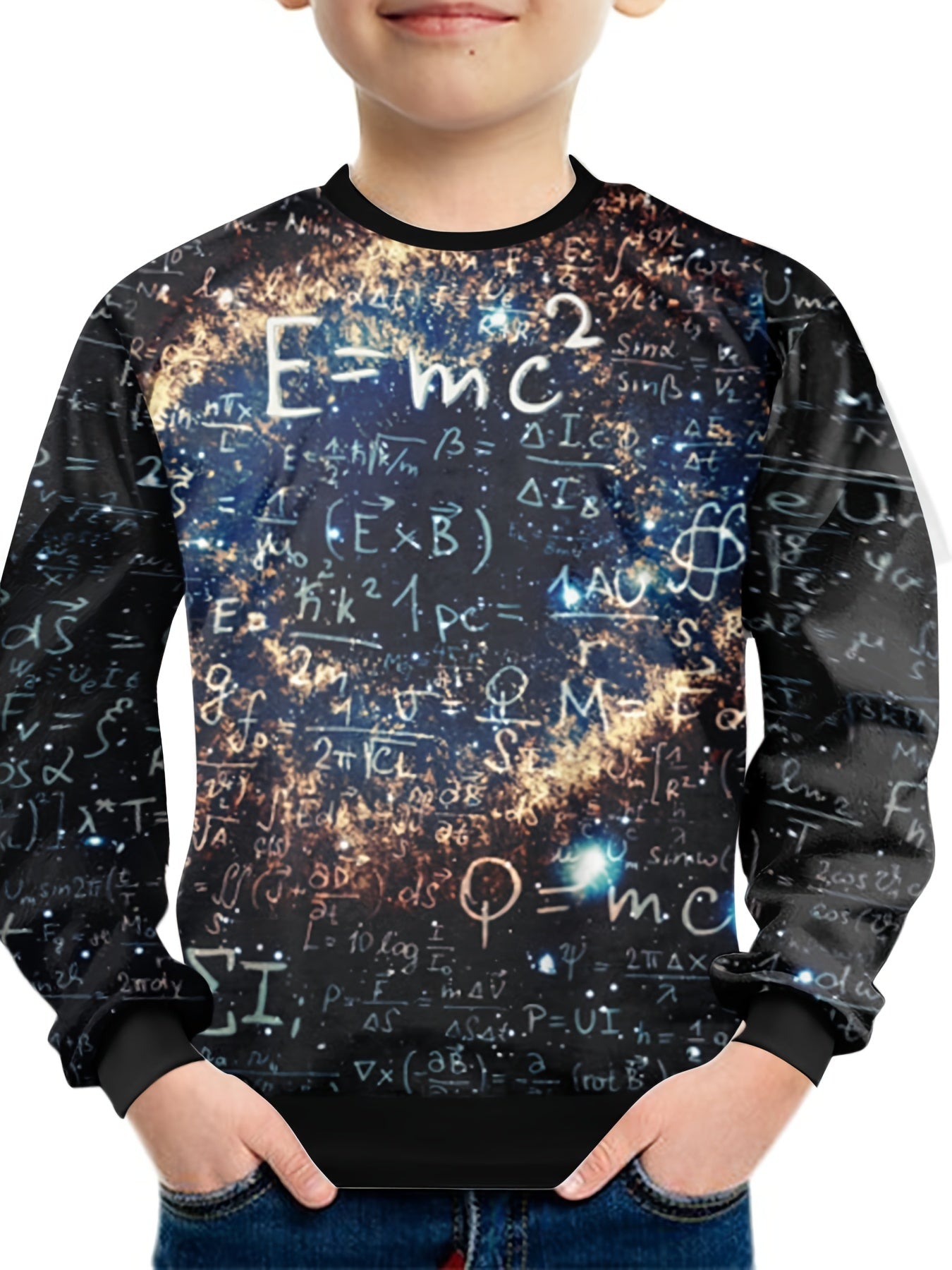 Space & Formula Print Kid's Sweatshirt Pullover Long Sleeve Top