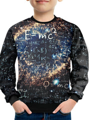 Space & Formula Print Kid's Sweatshirt Pullover Long Sleeve Top