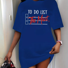  Casual Dress Women's Plus Letter Print Short Sleeve