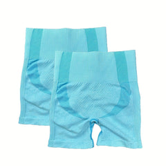 2pcs High Waist Seamless Yoga Shorts Ribbed Sports Activewear