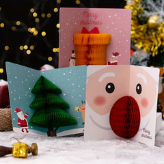 1pc Christmas Honeycomb Greeting Card Envelope Set 3D DIY Creative Message Card