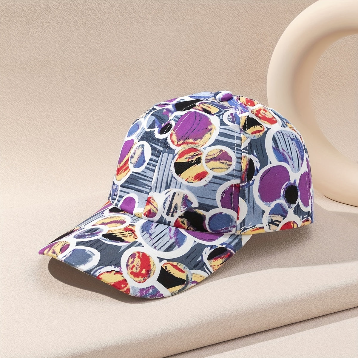 Circle Graffiti Printed Baseball Cap Adjustable Casual Sun Hat Unisex
