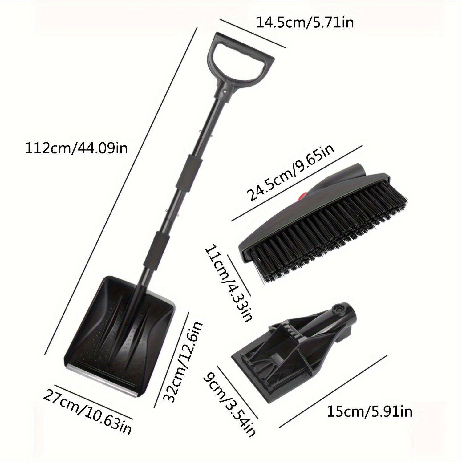 3-in-1 Car Snow Shovel Telescopic Ice Shovel Snow Removal Tool