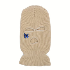 Butterfly Embroidery Y2K Balaclava Solid Ski Mask Hip Hop Knitted Mask