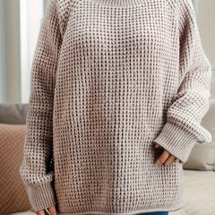  Casual Sweater Women's Plus Solid Long Sleeve Round Neck