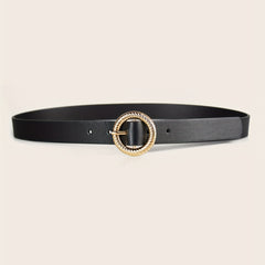 PU Thin Belt Geometric Twist Metal Buckle Waistband Women Jeans Pants Belt