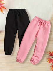 2pcs Girl's Dry Fit Bow Front Jogger Trousers