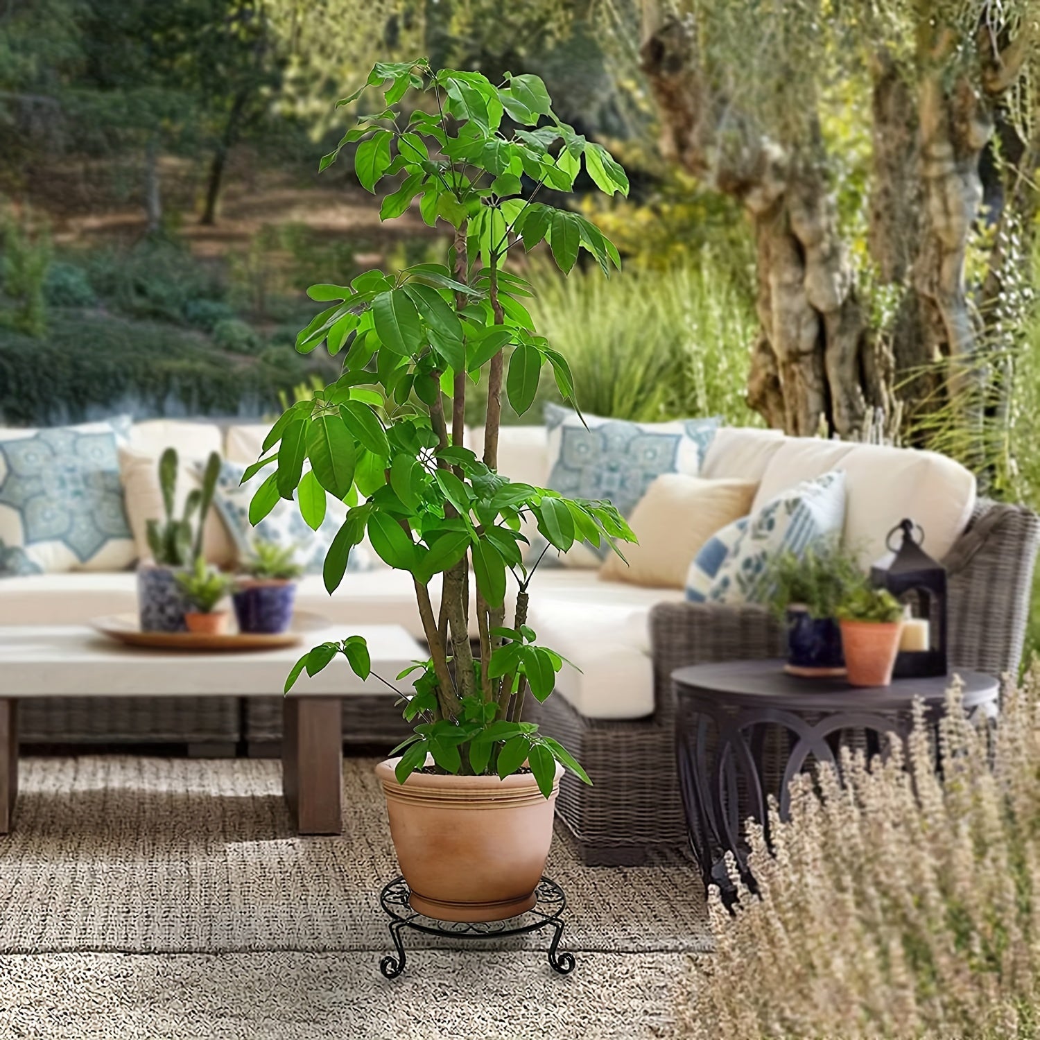 2pcs Plant Stand Flower Pot Holder Indoor Outdoor Metal Garden Rack Bronze