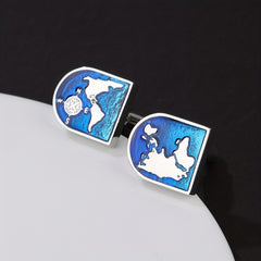 Map Pattern French Cufflinks 2 Cufflinks