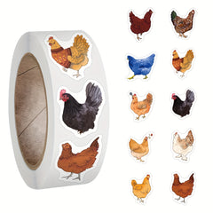 500pcs Cartoon Hens Stickers Roll for Water Bottles Laptop Bike D