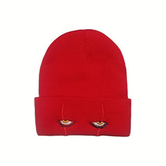 Thickened Horror Clown Eyes Embroidered Knitted Hat Warm Pullover Hip Hop Beanie