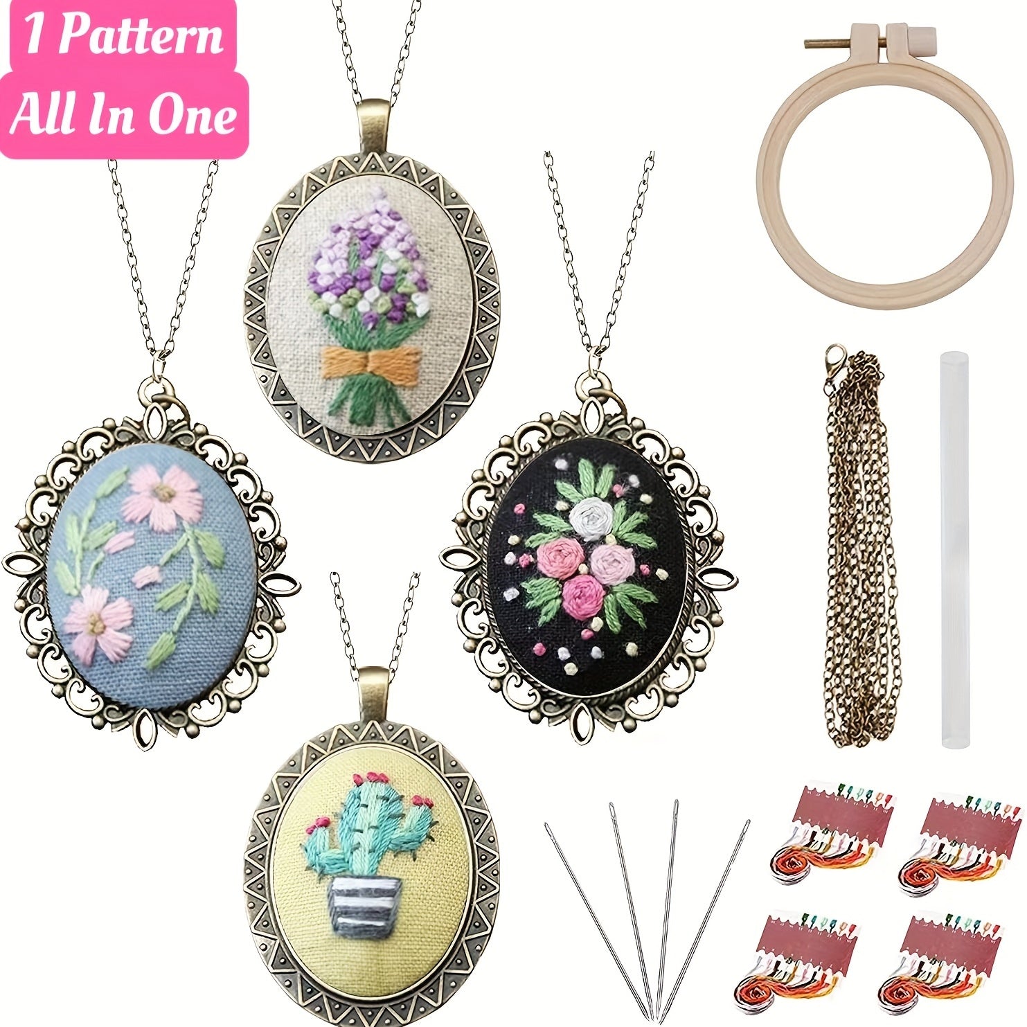 3D Embroidery Necklace Flowers Pattern DIY Cross Stitch Crafts