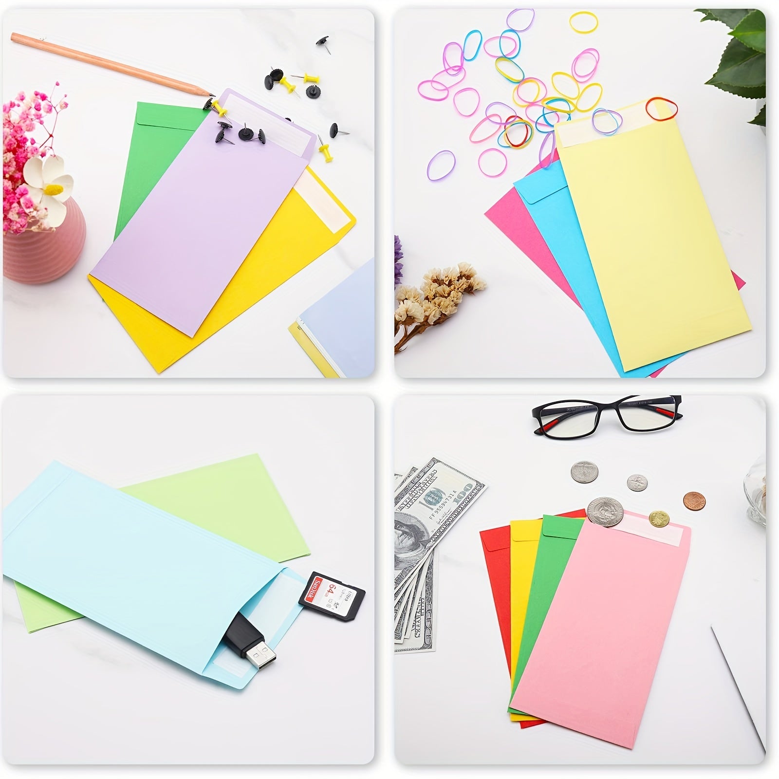 Pack Of 100 Colored Envelopes Self-seal Glossy Bridal Shower
