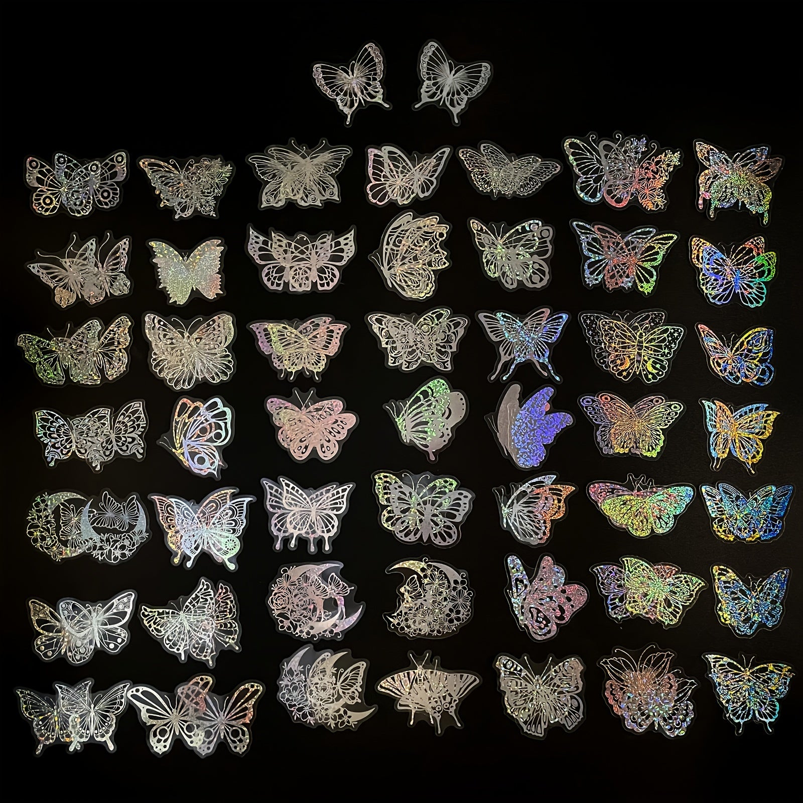 100pcs Transparent Butterfly Laser Stickers PET Creative Retro Stickers