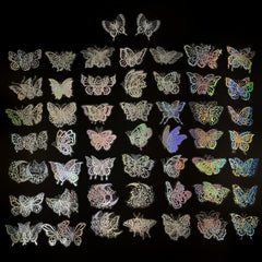 100pcs Transparent Butterfly Laser Stickers PET Creative Retro Stickers