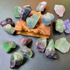 2OZ Natural Rainbow Fluorite Rough Crystals for Healing Stones