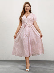  Floral Print Maxi Dress Women's Short Sleeve Boho Dress