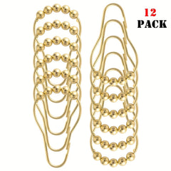 12pcs Roller Ball Shower Curtain Hooks Stainless Steel Rust Proof
