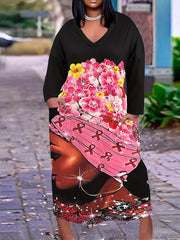  Casual Dress Women's Plus Cartoon Print Maxi Dress