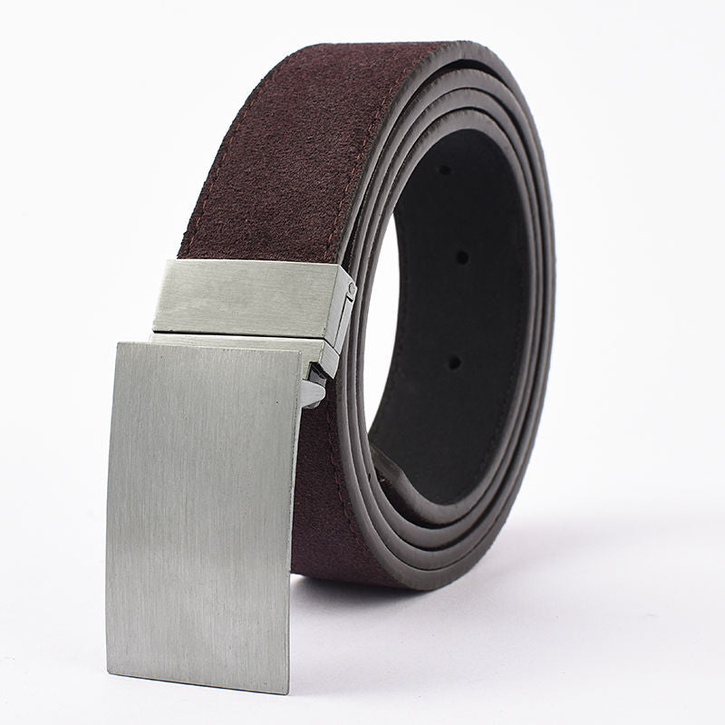 Double Sided Leather Belt With Rotating Pin Buckle Men's Casual Belt