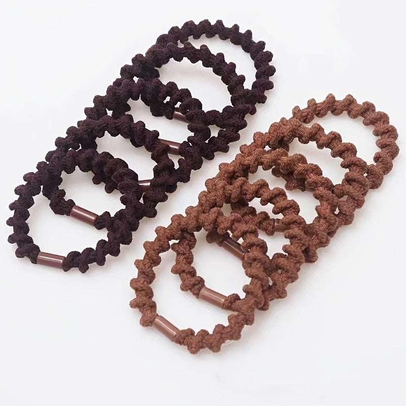 10 Pcs Girls' Elastic Hair Bands For Thick Hair Multicolor