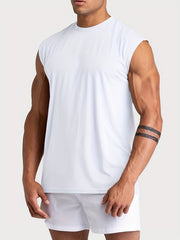 Men's Solid Tank Top Quick Dry Stretch Sleeveless Shirt