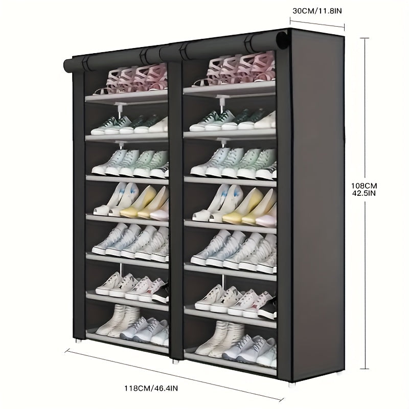 7 Layer Shoe Rack Standing Dustproof Shoe Storage Large Capacity Shelf