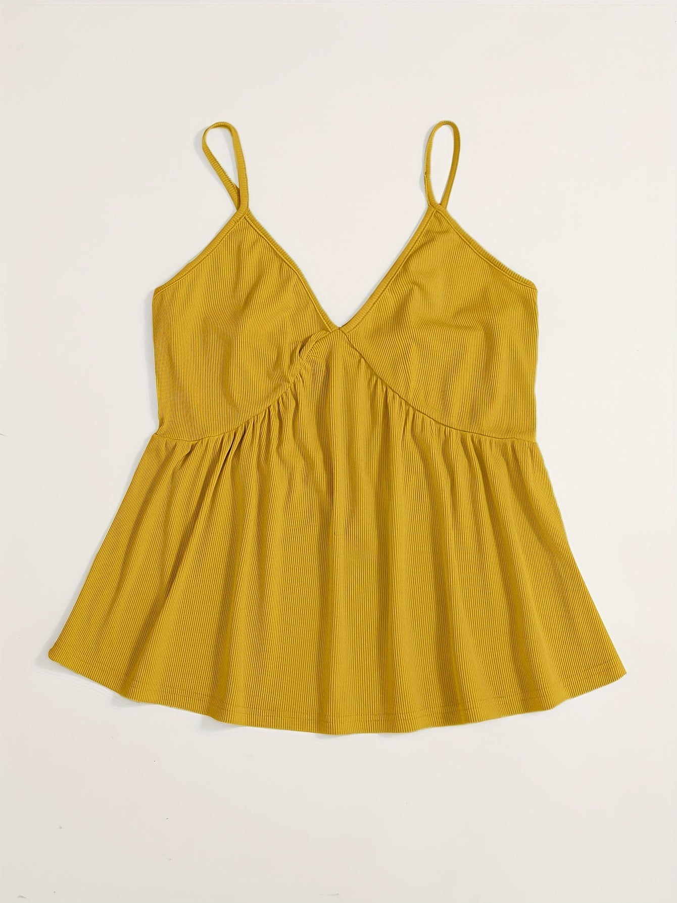 Solid V Neck Backless Cami Top