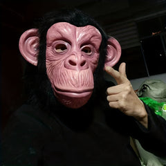 Realistic Chimp Mask with Hair for Halloween Parties
