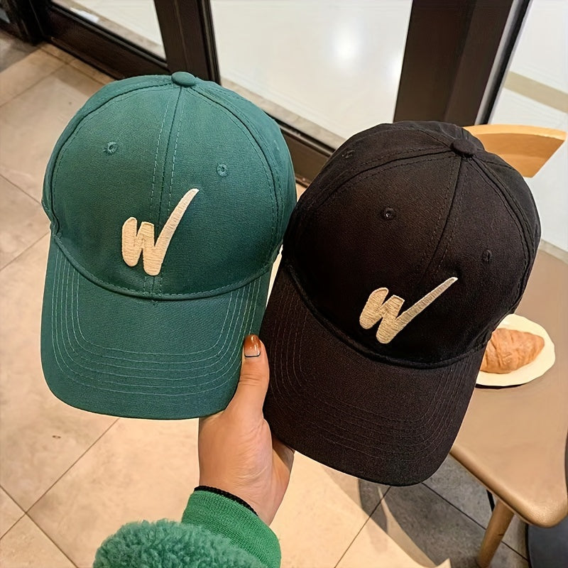 Inclined W Embroidery Baseball Cap Women Casual Sunscreen Sports Hat