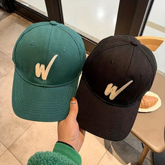 Inclined W Embroidery Baseball Cap Women Casual Sunscreen Sports Hat
