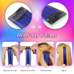 10pcs Girl's Colored Hair Extensions for Party Highlights Cosplay Hairpin