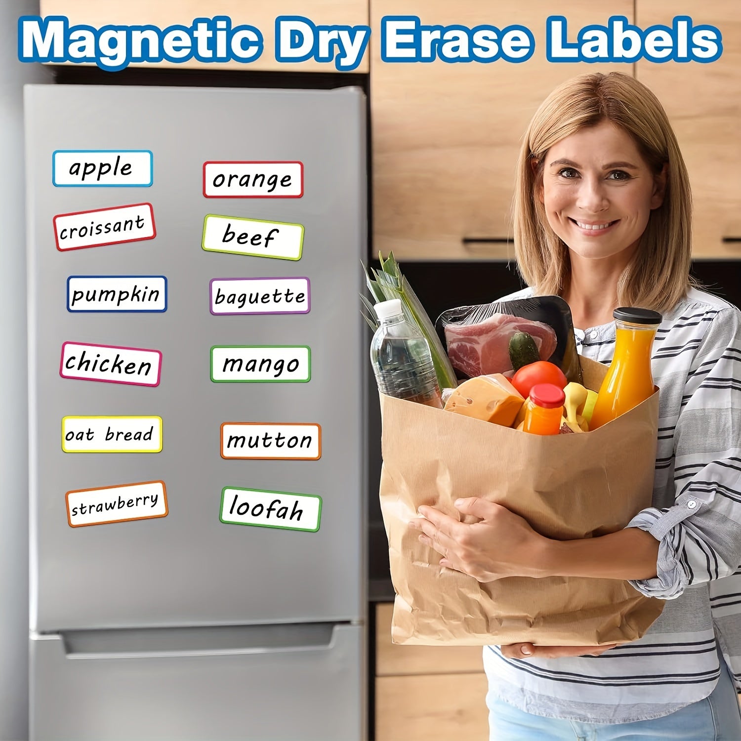 54pcs Magnetic Dry Erase Label Strip - Blank Writable Car Office Garage