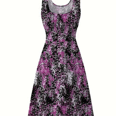  Leopard Print Round Neck Tank Dress
