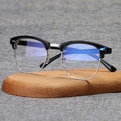 Semi Rimless Rectangle Glasses Frame for Men Women