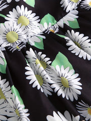 Girl's Flower Print Ruffle Short Sleeve Dress