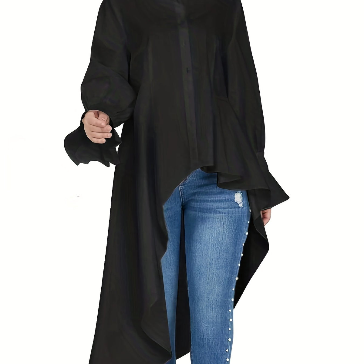 Women's Long Sleeve Peplum Shirt